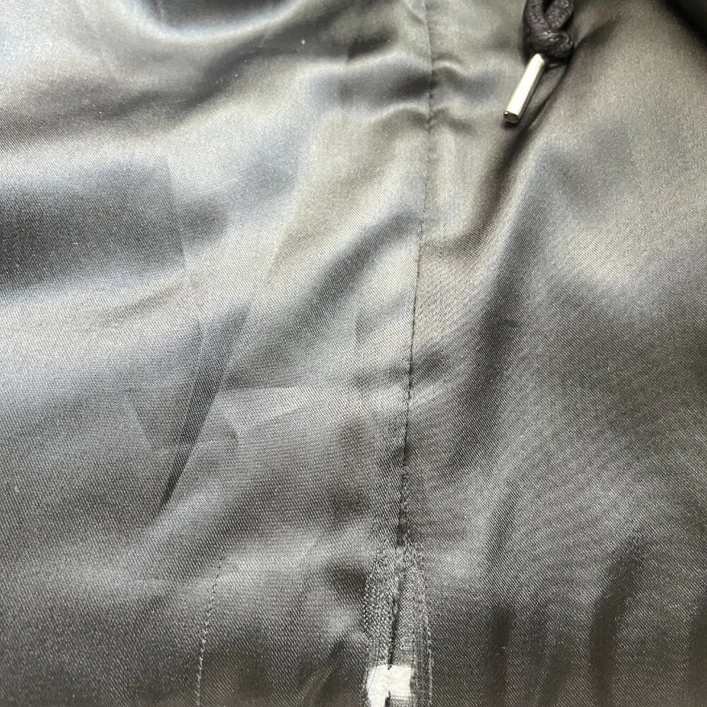 Shearling Trim Collar Black Wool Aviator Jacket - Picture 8 of 8